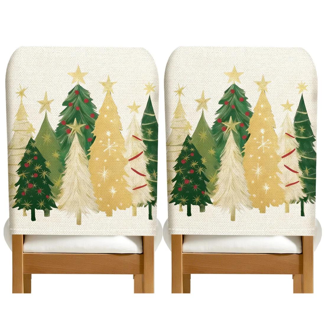 

2/4/6pcs/set 45x55cm white christmas tree Chair Cover Table Decoration Dining Seat Chair Covers Dining Room Bar Party Banquate