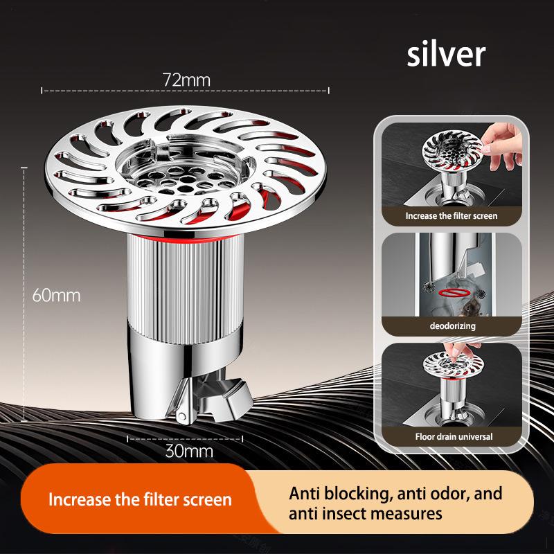 Universal Extended Drain Insert Anti-odor Anti-insect Filter Net Sealing Cap for Bathroom Sewer Pipe