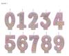 Number Birthday Candle 0-9 Set for Cake Decoration Children Baking Party Supplies with Glitter and Beaded Design