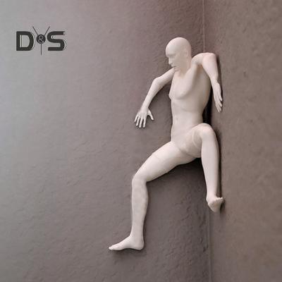Wanddekoration für die Ecke eines verängstigten Mannes, Dekoration für Zuhause, Büro, Wohnzimmer, kletternder verängstigter Mann, Wandskulptur, Kunstharzstatue, Figur, Wandkunst, Ornament