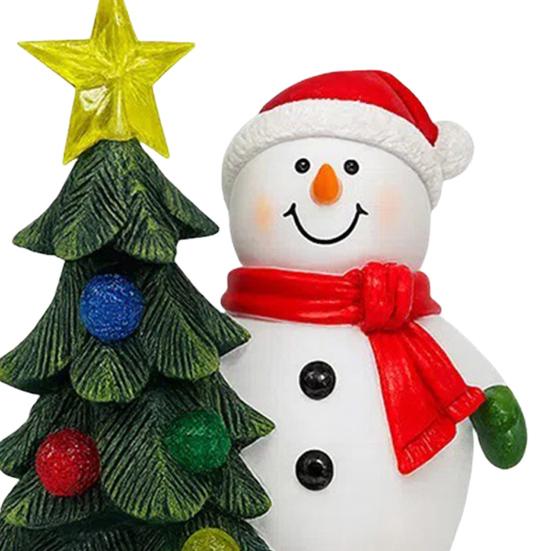 Christmas Santa Figurine Solar Light Resin Snowman Santa Claus Tree Statue Decorative Lamp Home Office Desktop Ornament