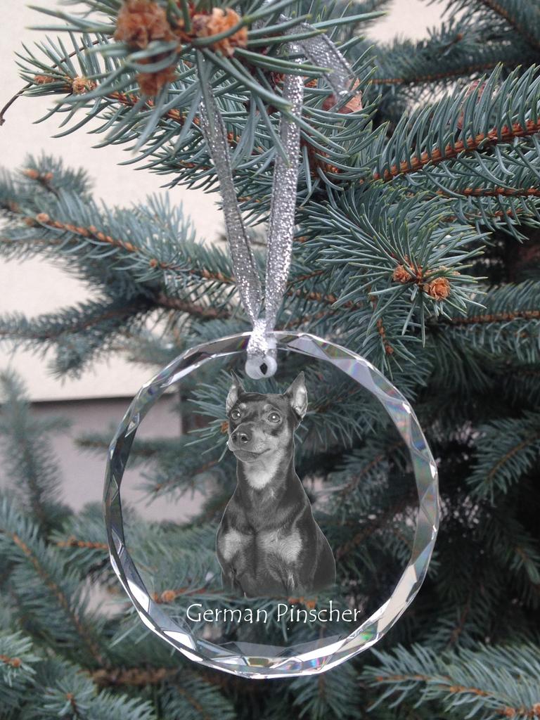German Pinscher - crystal bauble with a photo, dog photo in crystal, personalized Christmas tree ornament by Art-Dog brand