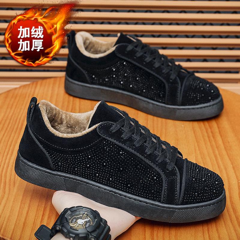 Autumn New Shoes for Men Crystal Leather Casual Shoes Fashion Flat Skateboard Shoes Street Youth Cool Sneaker
