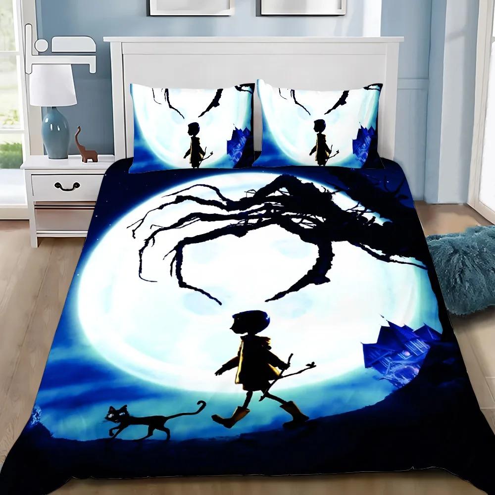 Exquisite Coraline Wallpaper Anime Digital Printing Bedding Set Duvet Cover Comforter Bed Youth Kids Girl Boys Gift
