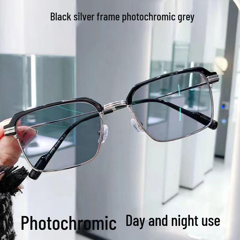 Men's Photochromic Anti-Blue Light Metal Glasses - Fashionable Classic Reading Eyewear