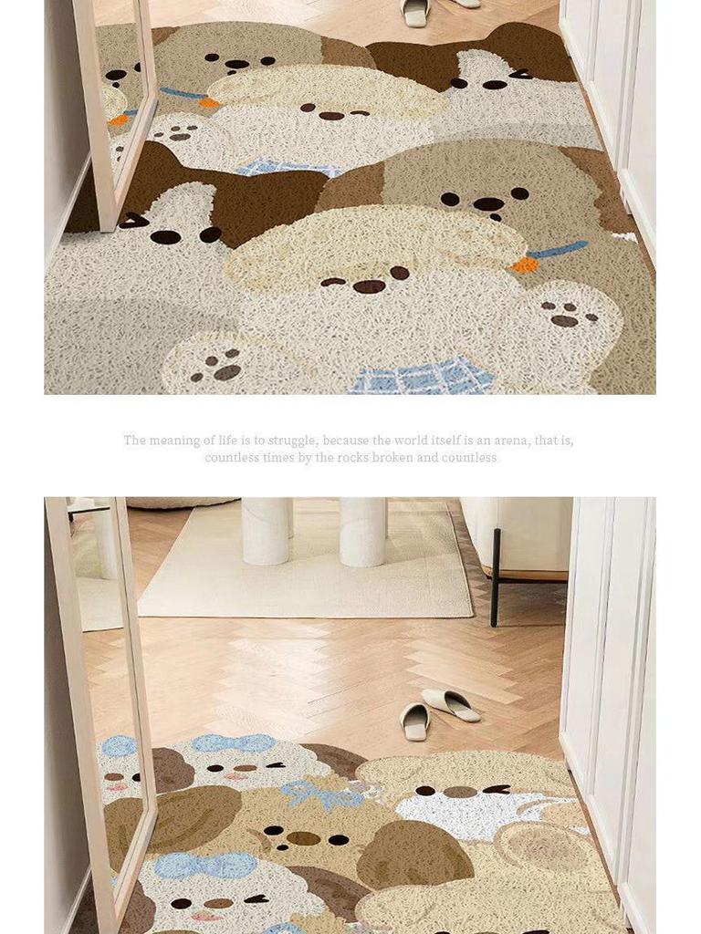 Customizable PVC Cartoon Dog Entrance Doormat - Dust-Removing Silk Coil Carpet
