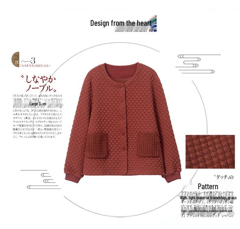 Women's Petite Loose Casual Round Neck Jacket for Middle-Aged & Elderly - Spring 2025