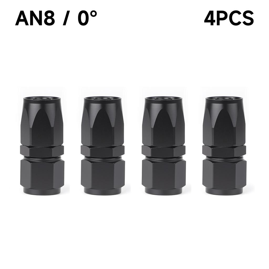 Black 4 PCS Hose End Fitting Swivel Adapter 0 45 90 180 Degree AN4 AN6 AN8 AN10 Aluminium Alloy Hose End Fitting Swivel Adapter