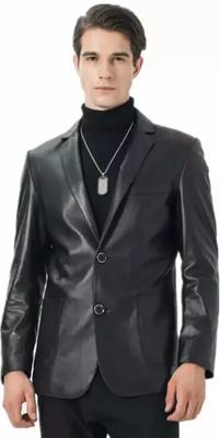 Handmade Stylish Formal Party Wear Men's Pure Lambskin Soft Leather Blazer Coat