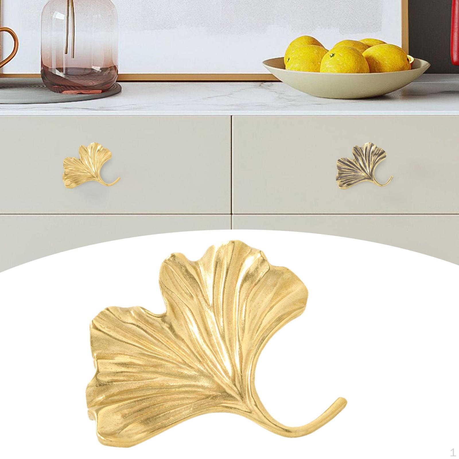 

Ручка из латуни Ginkgo для шкафа, креативная ручка для комода и книжного шкафа Gold