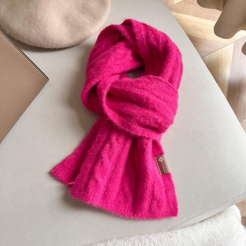 Korean Winter Fashion Versatile Solid Color Wool Blended Women's Scarf Warm High Quality Scarf Birthday Gift