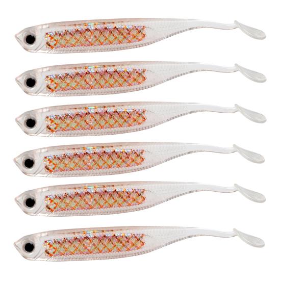 6Pcs Fishing Soft Baits 3D Eyes Realistic Shape Vibrant Color Mini Size Portable Artificial Lures Fishing Spinner Baits