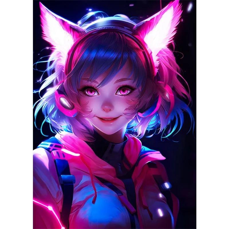 

Неоновые аниме-кошки-девушки, постеры, принты, картины на холсте, манга, неоновые картины на холсте для современного дома, спальни для девочек, игровой декор 21cm×30cm NoFrame