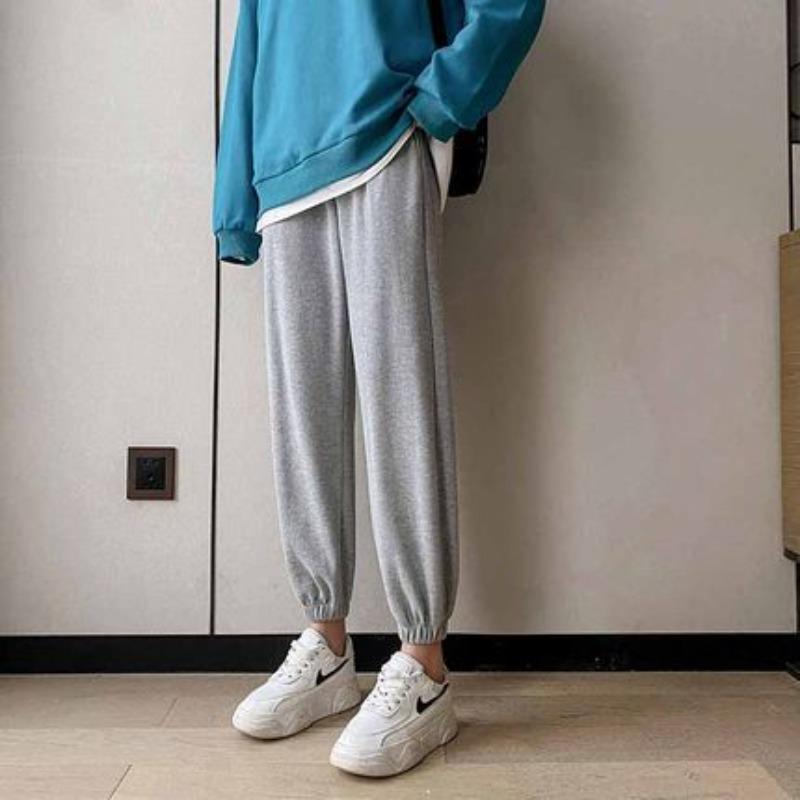 Lamb Wool Autumn and Winter Fleece Thickened Sweatpants Women's Harlan Pants Loose Large Size Thermal Casual Pants Belt