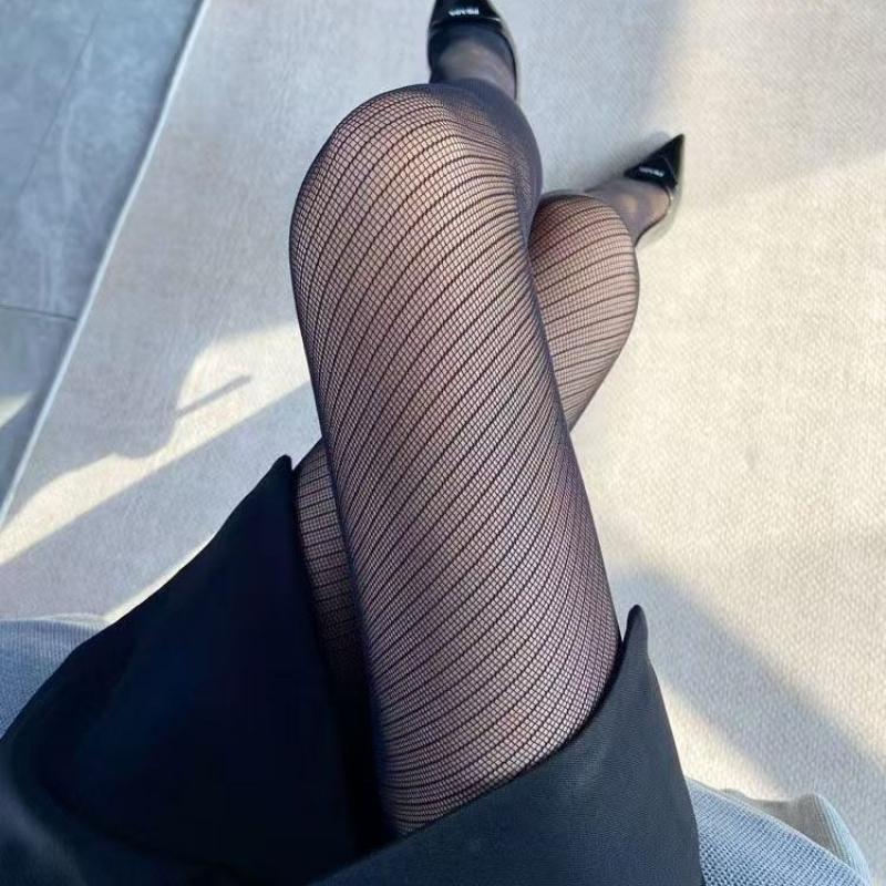 Spring Autumn Ultra Sheer Tights For Women Diagonal Striped Pattern Slim Illusion Opaque Hosiery Breathable Stretchy Pantyhose
