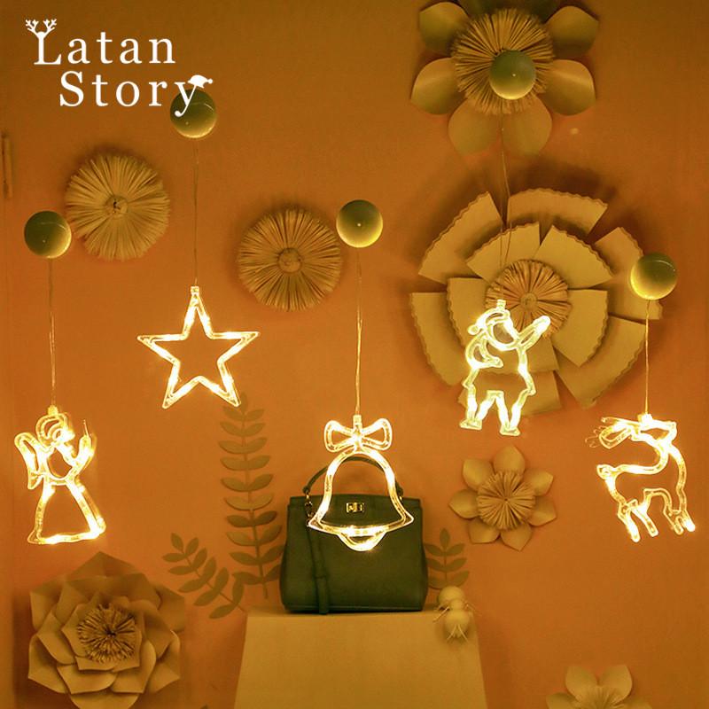 Seasonal Christmas Pvc Sucker Lights Reindeer Moon Snowflake Holiday Decor Party