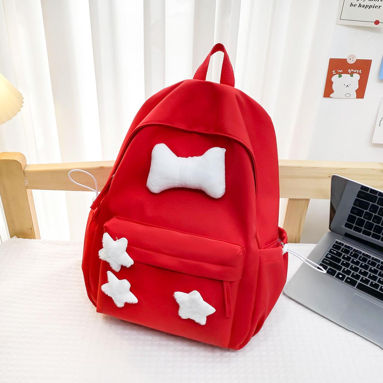 Girls High-Value Junior High School Schoolbag Mori Niche Design Sense Stars Simple Versatile High School Backpack One size fits all красный