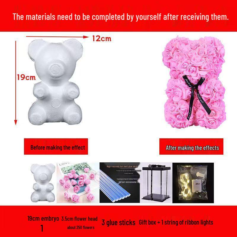 Handmade Everlasting Rose Bear DIY Kit for Valentine's & Qixi Festival