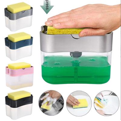 Presse Typ Seife Box Schwamm Seife Dispenser Automatische Verteiler Küche Spülmaschine Seife Box Waschmittel Container Küche Werkzeuge