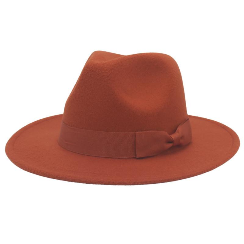 

European Style Fedora Hat With Wide Brim For Winter Sun Protection And Breathability CaramelPink