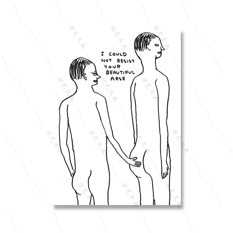 

Черно-белая линия холст печать абстрактный мультфильм искусство плакат смешная рождественская открытка красивая женская задница дети детская комната домашний декор 21x30cm No Framed