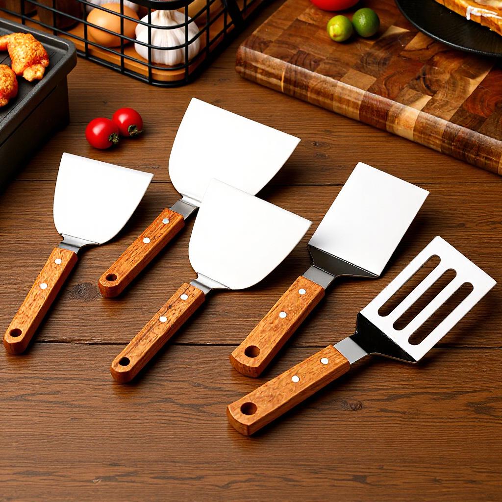 Stainless Steel & Wood Handle Multipurpose Cooking Spatula