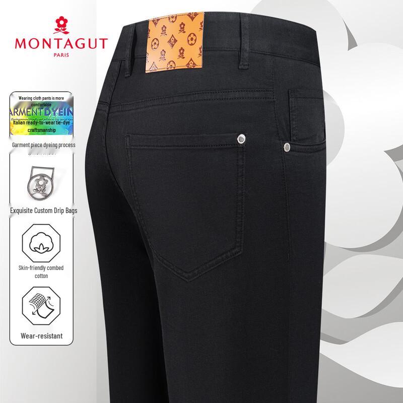 MONTAGUT Men s Combed Cotton Straight-Leg Casual Pants 34