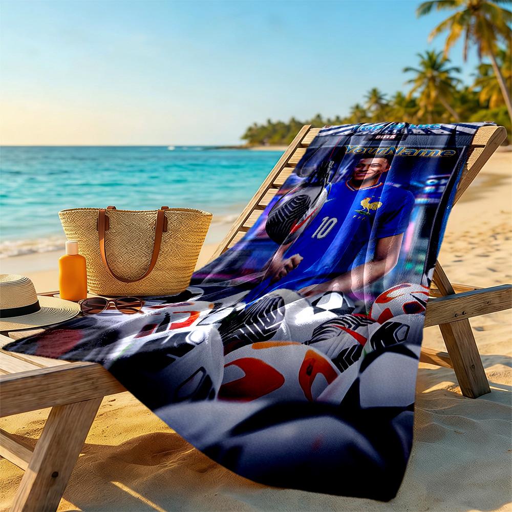 Mbappe Customize Your Name Beach Towel Super Soft & Absorbent Perfect for Traveling Yoga Camping and Swimming