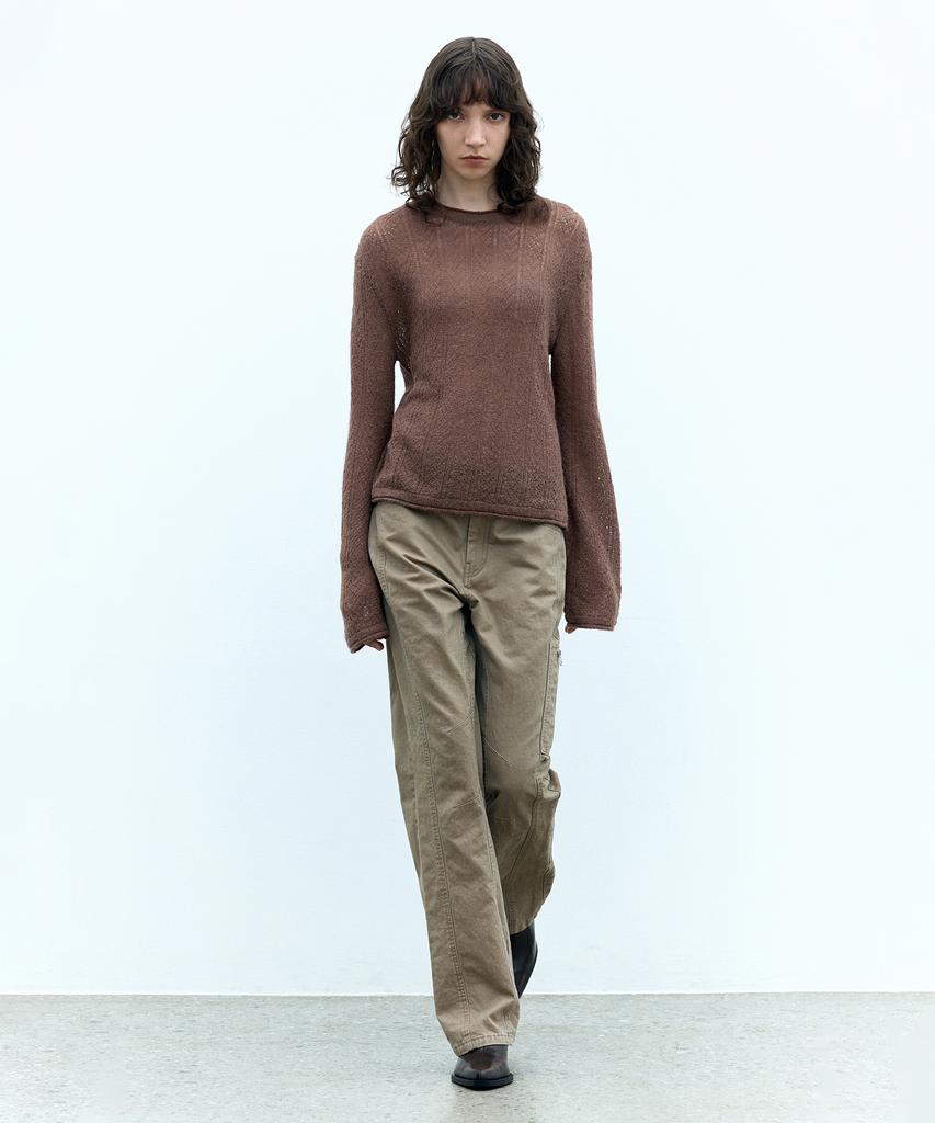 Insilence Woman Washed Bootcut Pants Ash Beige
