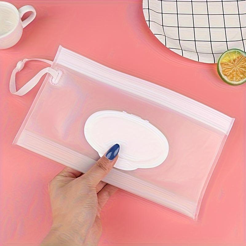 5pcs Portable Wet Wipes Hand-Held Pouch Container for Wet Tissues Lightweight Wet Wipe DispenserTransparent Wet Wipe Bag