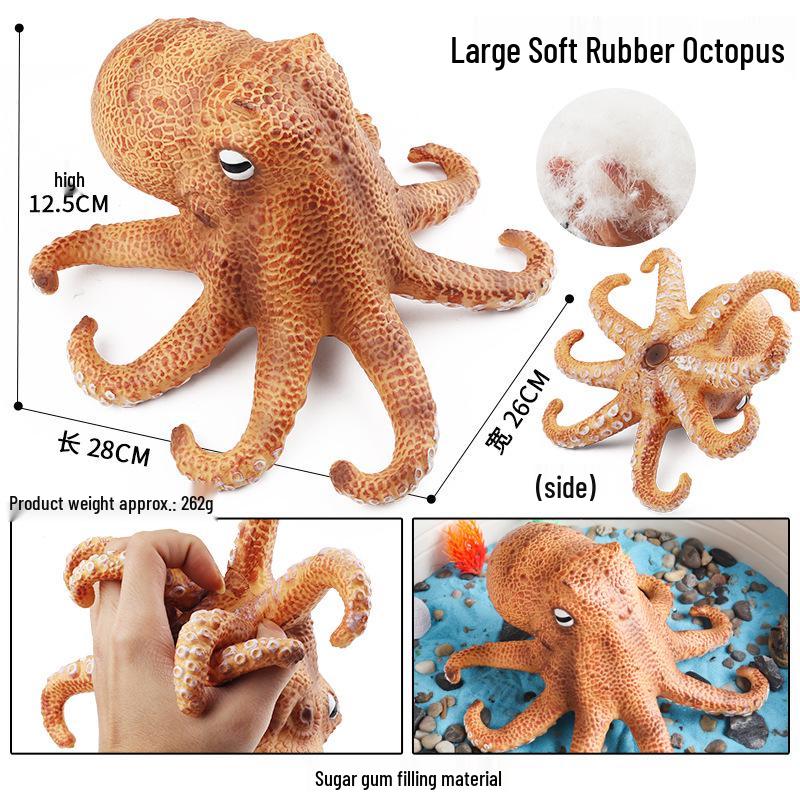 Children s Marine Animal Science Toys: Soft Rubber Octopus & Squid Stress Relief Models