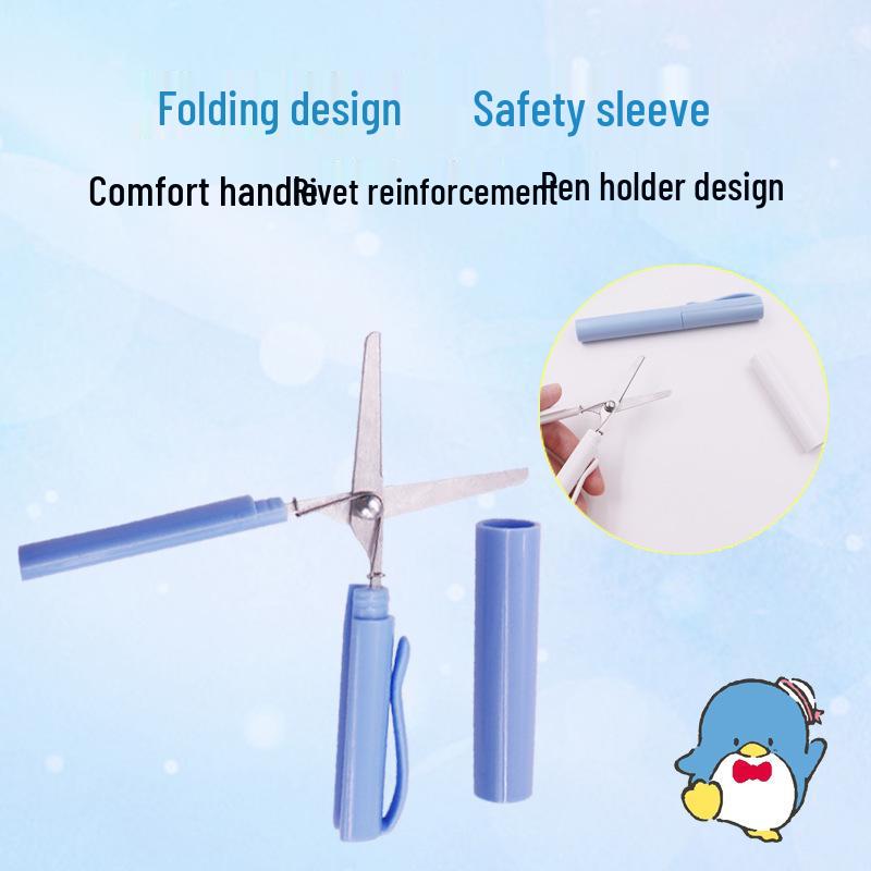 Portable Mini Folding Pen-Style Scissors for Students 