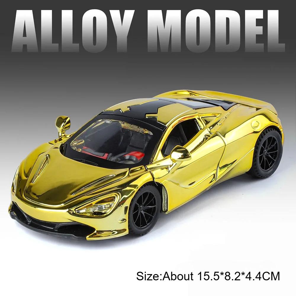 

1:32 Scale 720S 765LT Toy Car Model Pull Back Sound Light Lift Tail Wing Vehicle Metal Diecast Models Supercar Gifts for Kids
