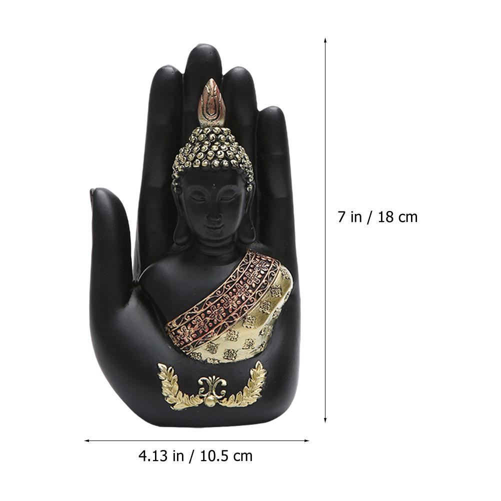 Resin Palm Buddha Statue Hand-Sized Meditating Buddha Sculpture for Home Garden Living Room Decor Peace Harmony