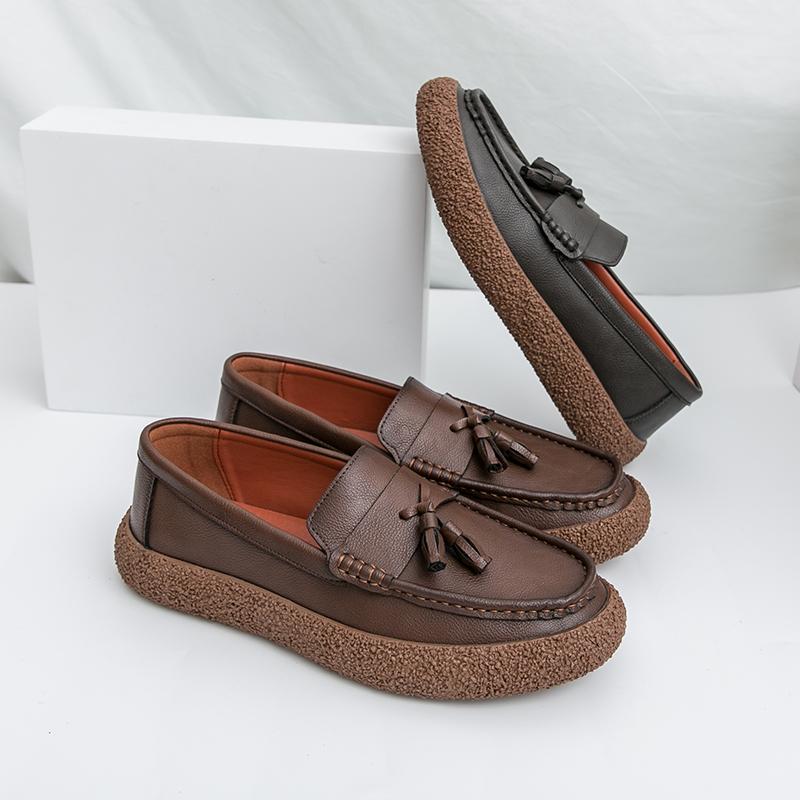 New Men Business Loafers American One-foot Casual Comfortable and Fashionable Brand Leather Shoes Size 38-44 Men Shoes
