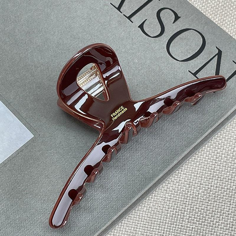 1PC Chocolate, Acetate, Grab Clip, Hair Clip, Female, Back of Head, Hair Grip, Premium, Shark, High Quality, Four Seasons