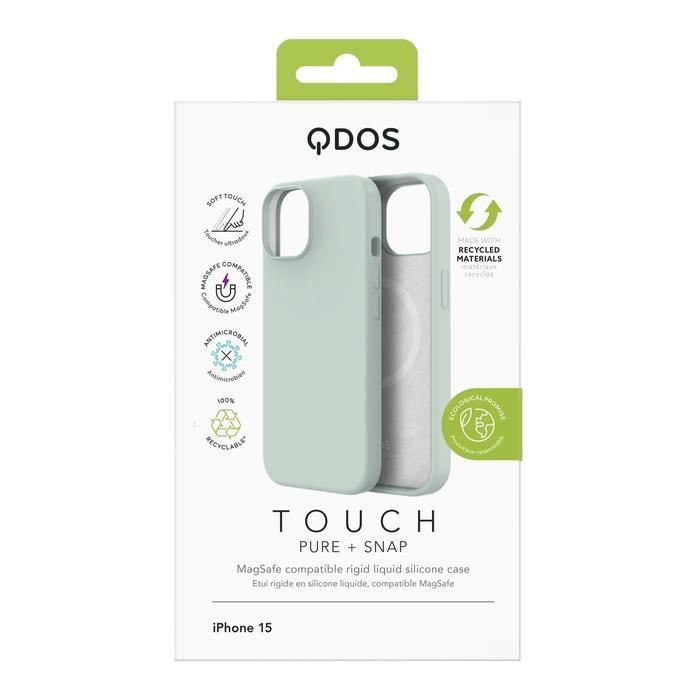 Coque pour iPhone 15 Touch Pure avec Snap Compatible MagSafe QDOS Bleu