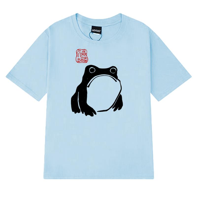 Vintage Unimpressed Frog Harajuku Graphic T Shirt Men Women Fashion Oversized Short Sleeve T-shirts Unisex 100% Cotton Clothing