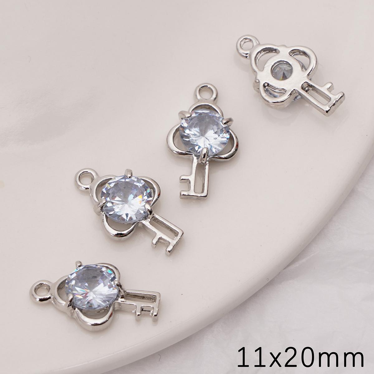 

Подвески-шармы из сплава с сохраняющим цвет цирконом для изготовления браслетов, ожерелий и ювелирных изделий своими руками key