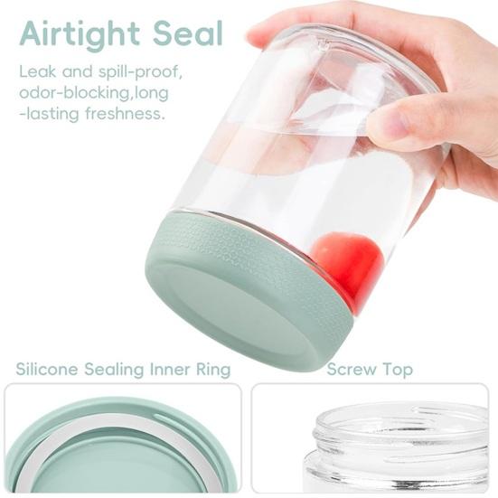 Yousheng Glass Mason Jars with Silicone Sleeves 16 Oz Leak-Proof Meal Prep Jars Airtight BPA-Free Containers for Overnight Oats Yogurt Snacks