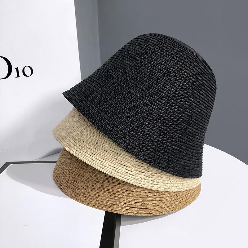 2025 Women's Trendy Summer Fisherman Hat: Sun-Protective, Foldable Straw Bucket Hat in Japanese Style.