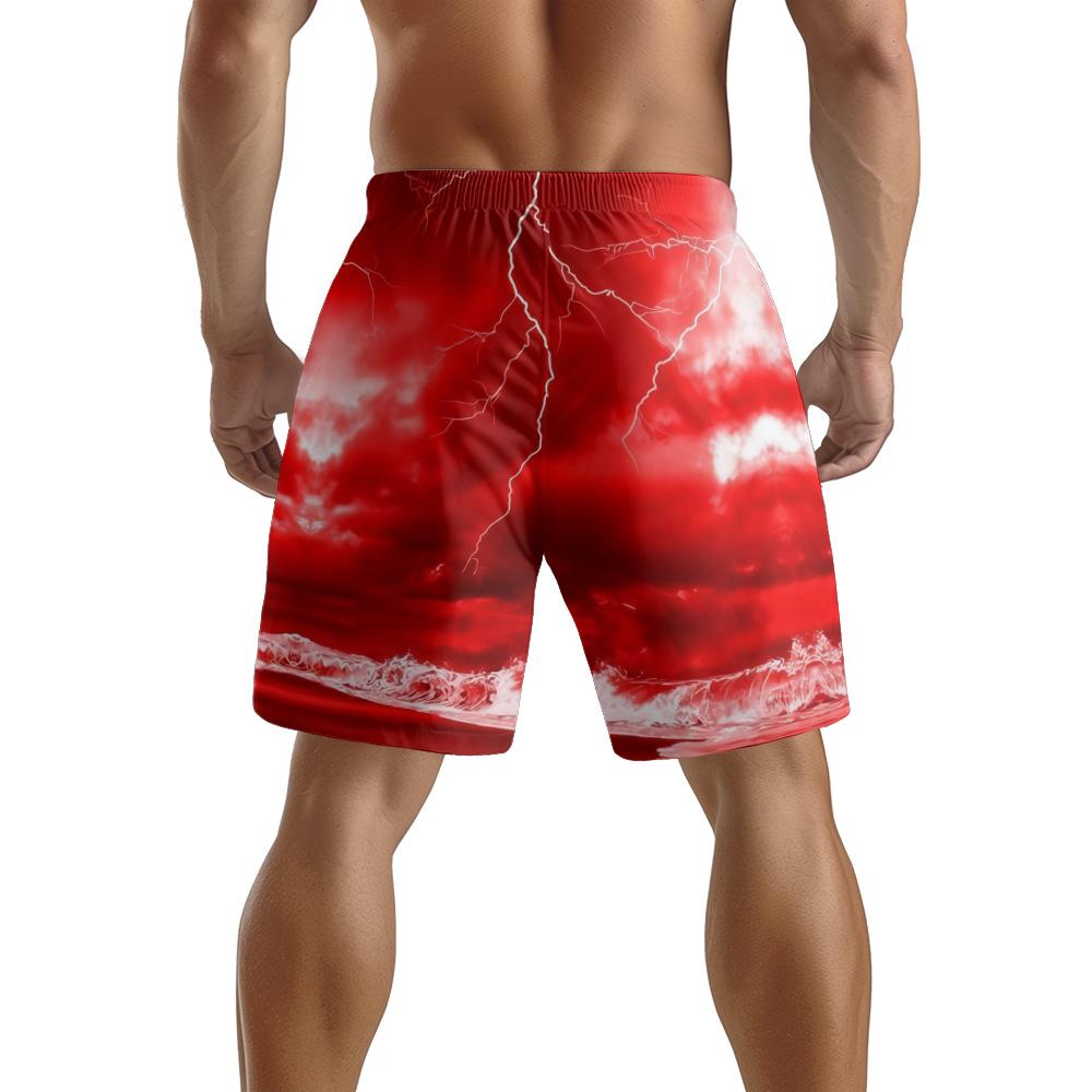 Europäische Und Amerikanische Dunkle Natürliche Blitz Element Herren Freizeitshorts Strandhose