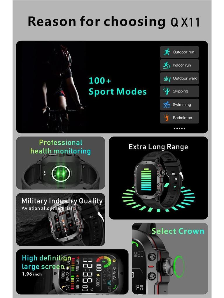 3ATM Outdoor Multi-Sport Smartwatch with Bluetooth Calling and Long Standby.