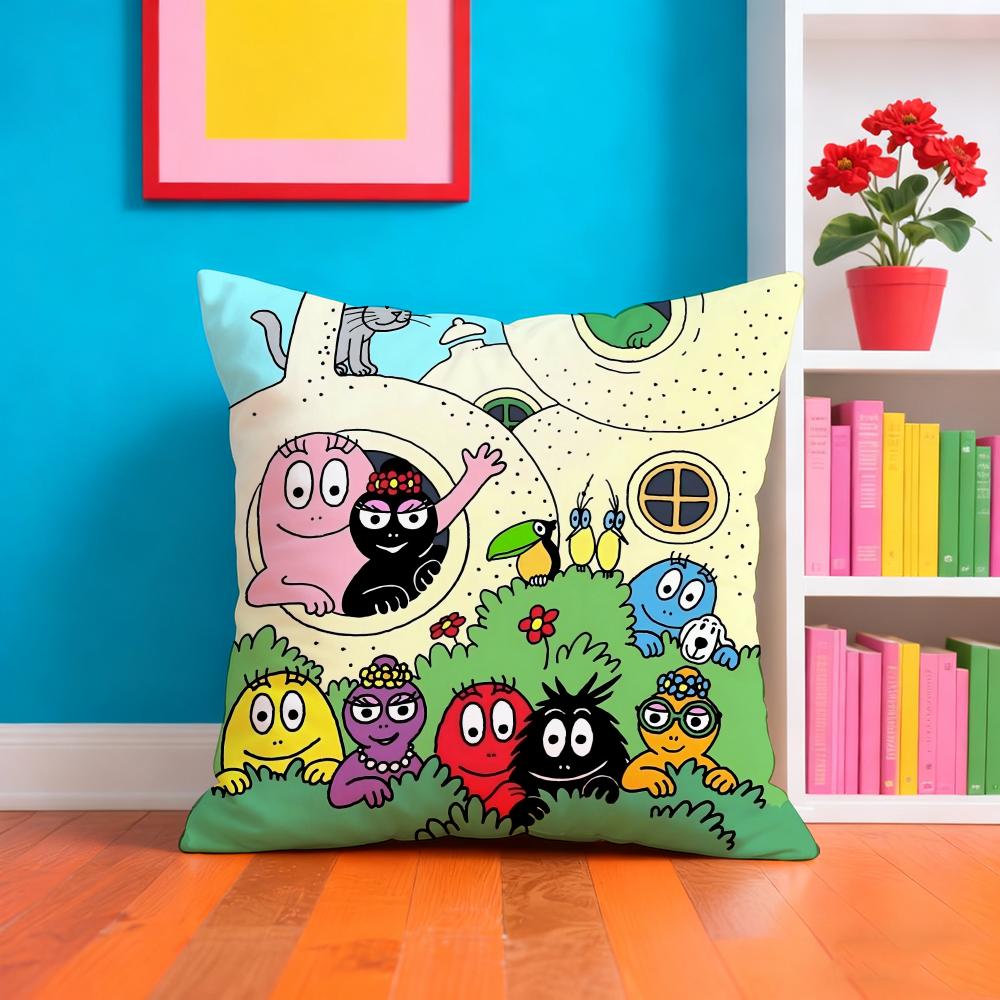 Cartoon Cute B-Barbapapas Cushion Cover Plush Fabric Soft Double-Sided Printed Sofa Warm Winter Home Gift Pillow Case