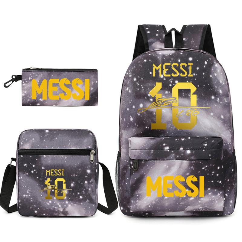 Large Capacity Schoolbag with Shoulder Strap; Student Three-piece Pencil Case Set