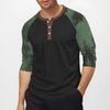 Men's top with three-quarter sleeves and camouflage print