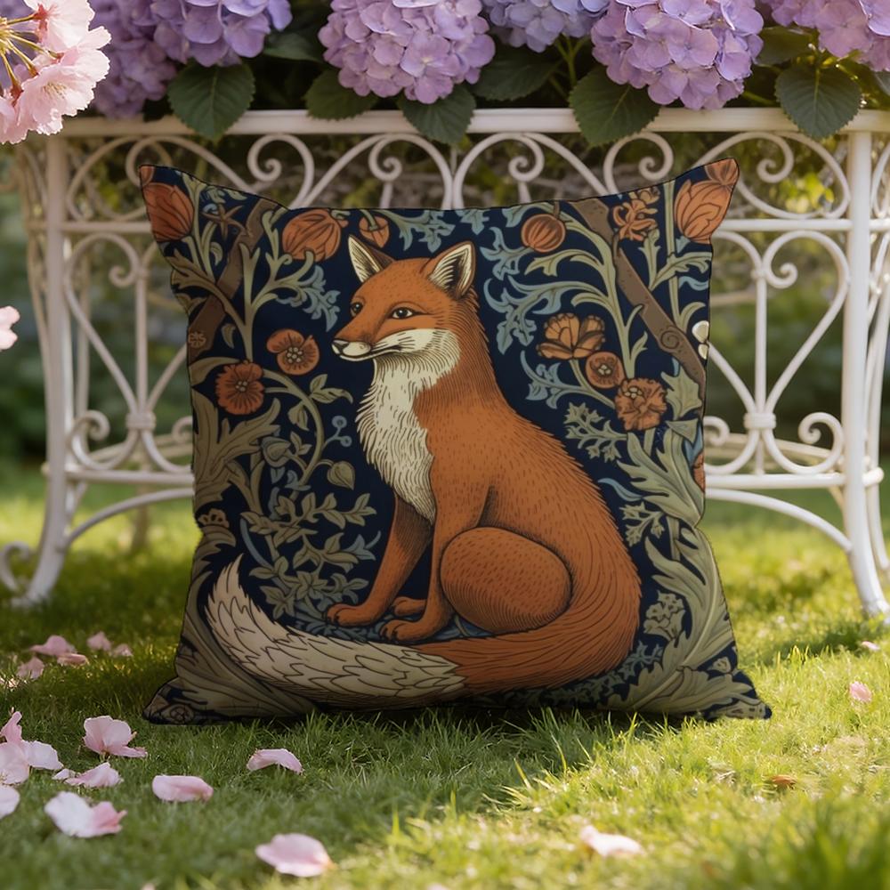 W-William M-Morris Art Fox Cushion Cover Home & Car Dual-Scene Pillow Cover: Reversible for Premium Comfort
