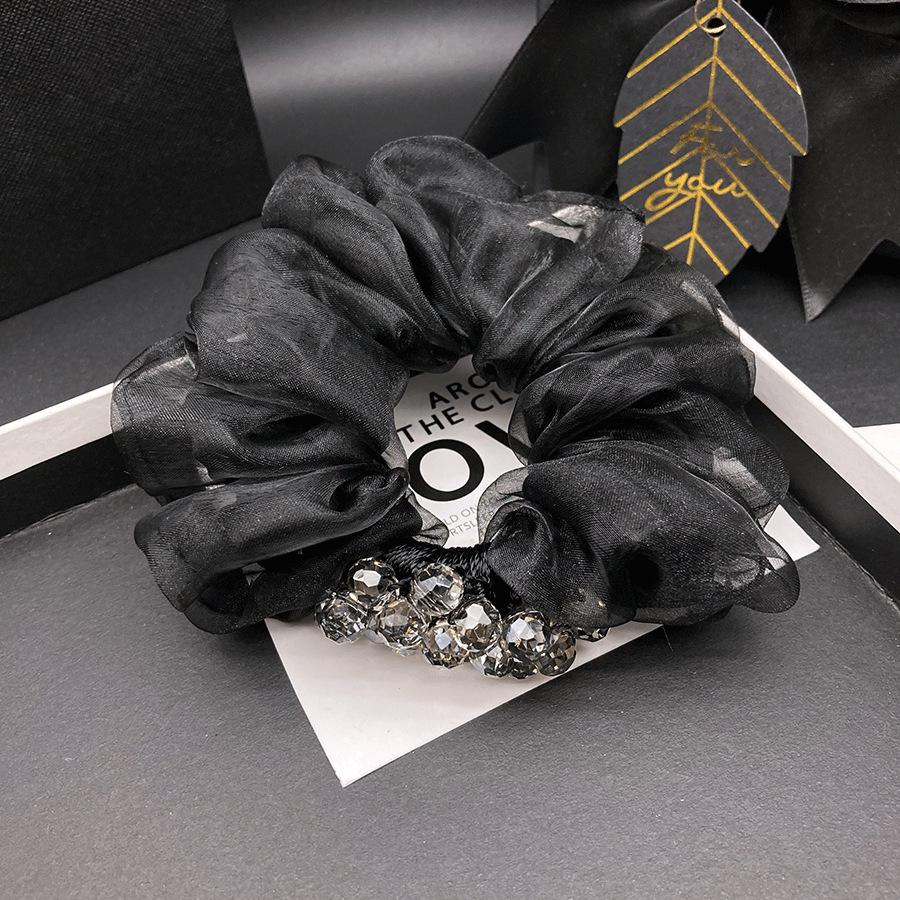 Organza Rhinestone Scrunchie - Summer 2025 Fairy Fashion Hair Tie Accessory черный [высококлассный]