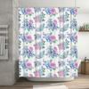 Floral Shower Curtain Pink Flowers Bath Decor Waterproof Fabric with Hooks for Bathroom Decoration Set Watercolor Style White Ba