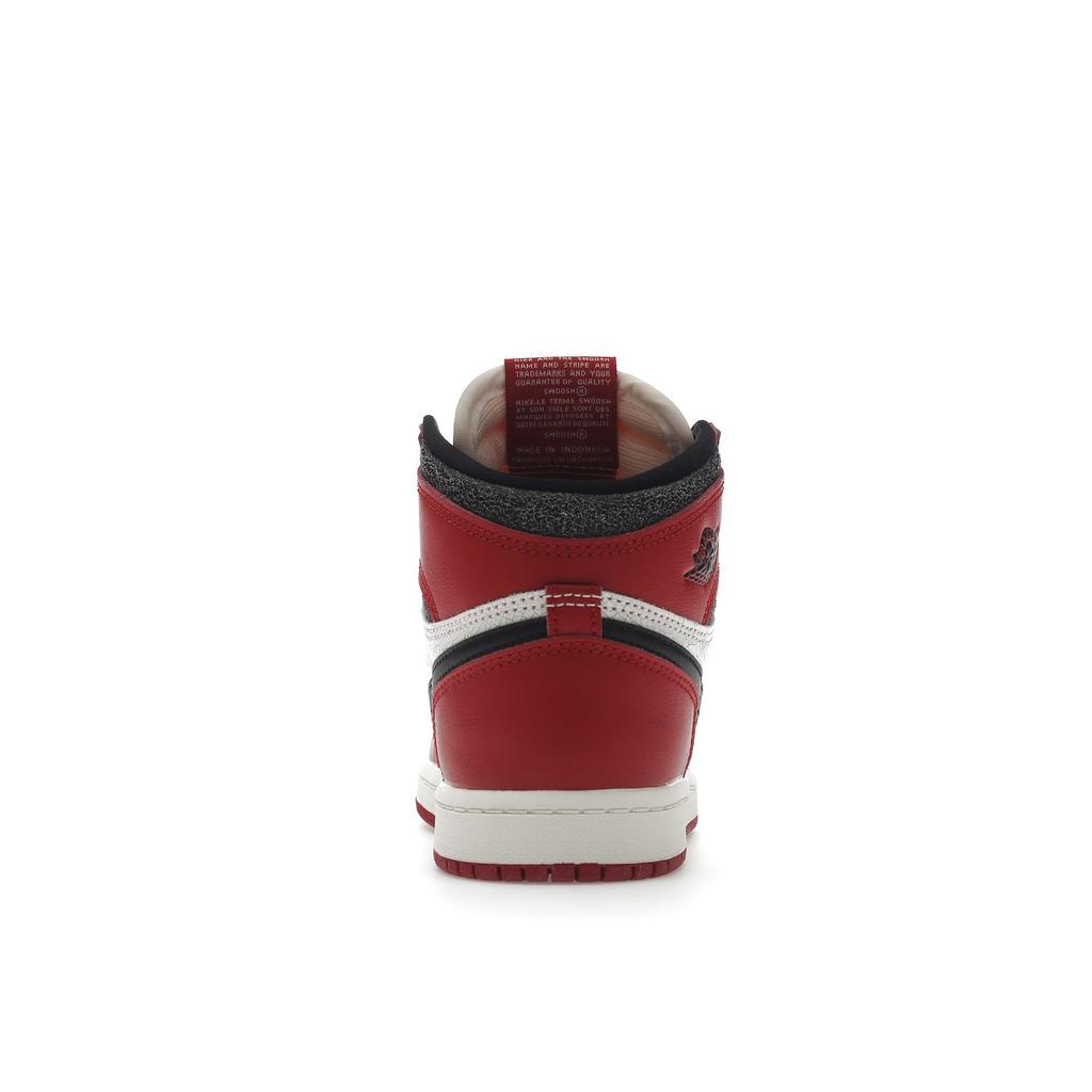 Air Jordan 1 Retro High OG PS Chicago Lost & Found Kids Sneakers Red Varsity-Red Black FD1412-612